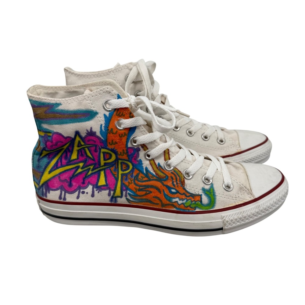 Converse Chuck Taylor All Star High Top Custom Hand Painted Graffiti Dragon Sz 8